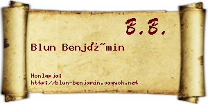 Blun Benjámin névjegykártya